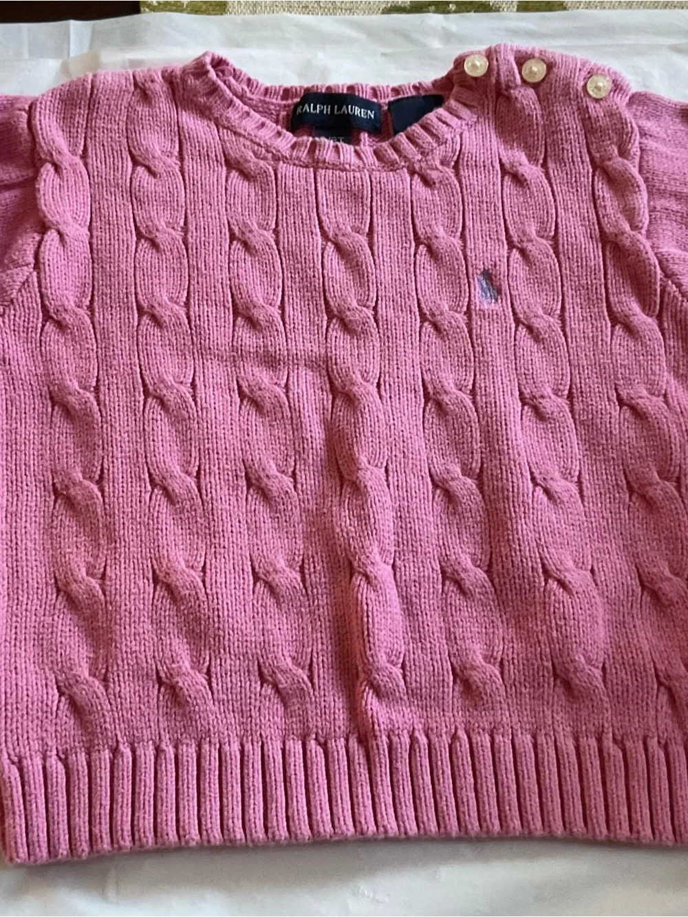 Ralph Lauren Vintage Pink Cable Knit Sweater Girls 3-3T